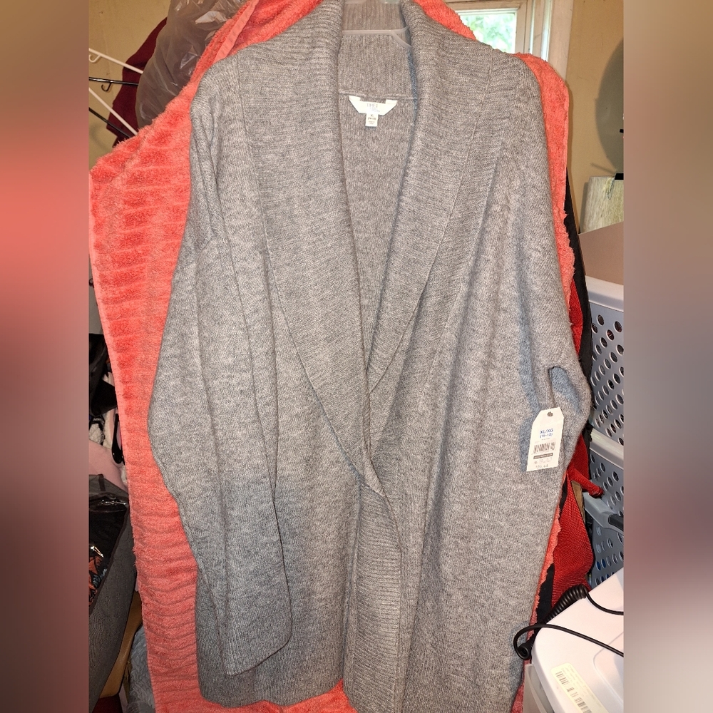 Time and Tru Grey long cozy pull-on sweater coat